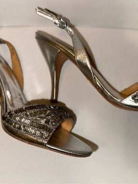 Badgley Mischka Silver Strappy Heels
